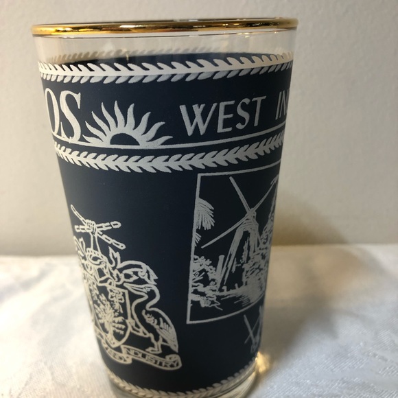 Vintage Federal Glass Barbados Glass , 5” West Indies, Gold Rimmed - Picture 2 of 8